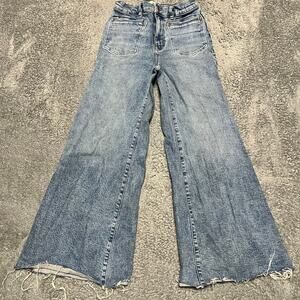 Madewell Jeans Womens 26 (27x26) Flared Wide Leg Cropped Patch Pocket Blue